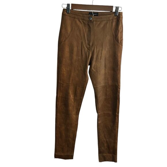 New JLUXLABEL Faux Suede Skinny Pants •S• Slim Caramel Brown Cognac $128 - Picture 3 of 12